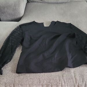 Chic Black Boxy Cut-Out Blouse